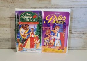 Disney Beauty and the Beast Enchanted Christmas & Belle's Magical World VHS Tape - Picture 1 of 5