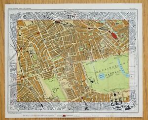 NOTTING HILL, BAYSWATER, KENSINGTON, London street plan antique map c1925
