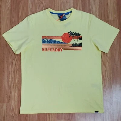 Superdry vintage great outdoors tee Xl laguna yellow short sleeve graphic sunset - Image 1 of 4