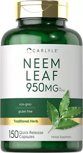 Neem Leaf Capsules 950mg |150 Count | Non-GMO & Gluten Free | by Carlyle - Picture 1 of 8