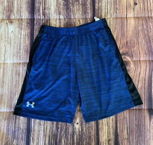 Under Armour Boy's Elastic Waist Side Pockets Black & Blue Athletic Shorts Sz: L - Picture 1 of 9