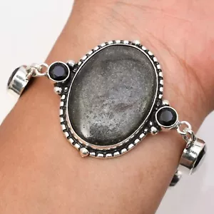 Silber Glanz Edelstein 925 Sterlingsilber Handarbeit Schmuck Armband - Bild 1 von 6