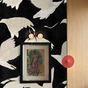 Eco-Friendly Wallpaper Japanese Herons on Paper Sheets Made in Italy - Picture 1 of 13