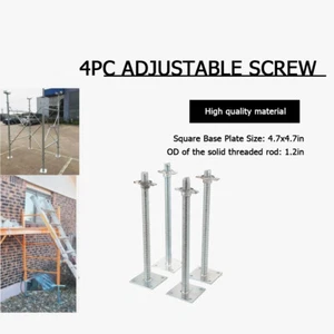Scaffolding 18In Leveling Jack Alloy Steel Plate Base Adjustable Screw - 4 Pack - Picture 1 of 12