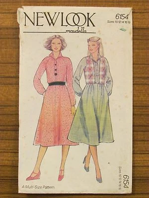 NEW LOOK (maudella) - 6154 LADIES DRESS FLARED BUTTONS RAGLAN VEST 10-18 UNCUT  - Image 1 of 2