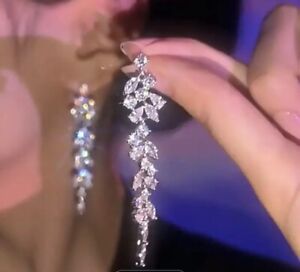 Ladies Silver Diamonte Drop Dangle Earrings