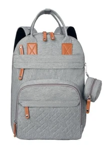 Babytasche für Mama & Papa, Windelwickelmatte, isolierte Flaschentaschen. Hellgrau. - Bild 1 von 22