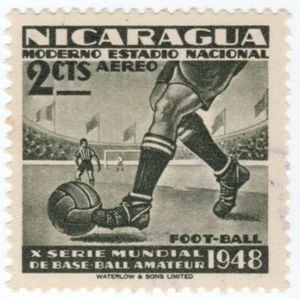 1949 Nicaragua - Airmail - Football - 2 Ct Stamp - Picture 1 of 2