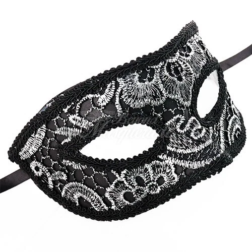 Men's Venetian Simplistic Lace Festival Party Masquerade Ball Mask [Silver] - Image 1 of 4