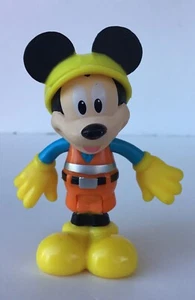 Vintage Disney Mickey Mouse Construction Worker Figurine Toy Cake Topper Jointed - Picture 1 of 7