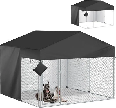 Cubierta de perrera para perros al aire libre (media cubierta), cubierta de perrera de alta resistencia 10'Dx10'W 600D Foto 1 de 4