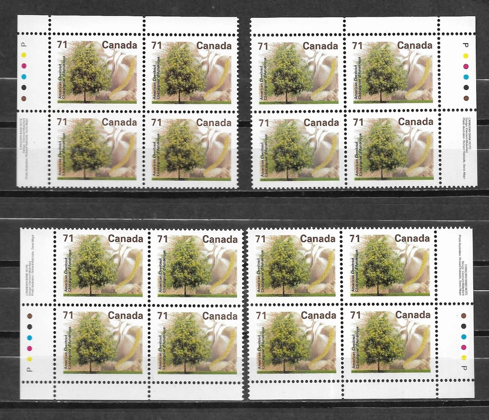 pk01625:Stamps-Canada #1370 American Chestnut 71 cent Plate Block Set - MNH - Image 1 of 1