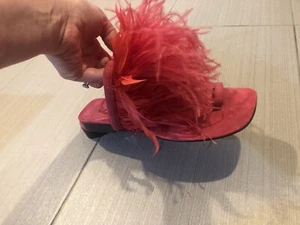 Red Lab Italy Special  $720 Ostrich Maribou Slide Sandal  38 EU, US 8 BV - Bild 1 von 8