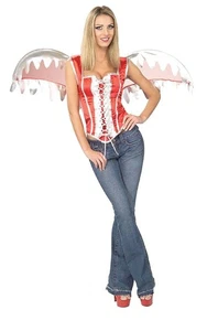 SEXY HOT LADIES RED DEVIL WINGS ADULT WOMENS FANCY DRESS UP HALLOWEEN COSTUME - Bild 1 von 2