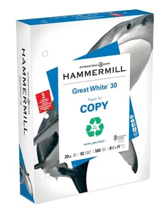 Hammermill Printer Paper, Great White 30% Recycled Paper, 3 Hole - 1 Ream (500 S - Picture 1 of 8