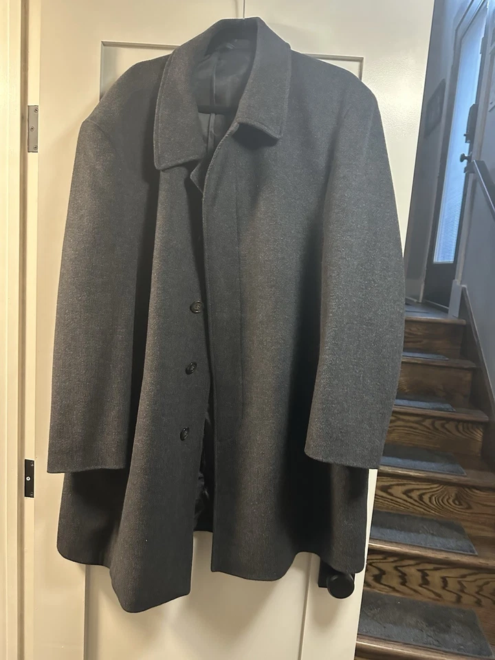 Abrigo Lauren Ralph Lauren Lana Cachemira Hombres 48L Gris Oscuro Forrado Trench Foto 1 de 4