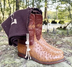 Lucchese High End Luxury Ostrich Boots Size 11 2E Dust Covers Discontinued Style - Picture 1 of 24