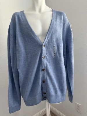 Suéter cárdigan abuelo golf eslabones ciprés azul para hombre nuevo con etiquetas, talla: XL (b28) Foto 1 de 4