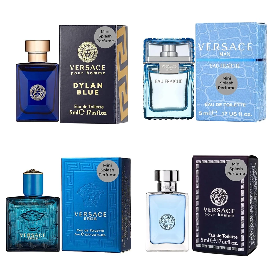Versace Men's Cologne Sampler Set - 4 Mini Fragrances (0.17 Oz Each)