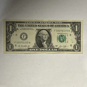 Broken Ladder Serial Number 1 Dollar FRN Circulated Fancy Serial Number - Picture 1 of 7