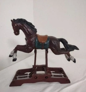 Mid Century Cast Iron Rocking Horse;Vintage Cast Iron Rocking Horse Brown . - Picture 1 of 8