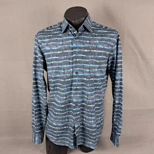 Signum Shirt Large Men Slim Cut Long Sleeve All Over Print Button Down Multicolo - Picture 1 of 13