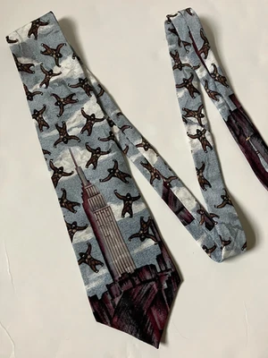 Gravata de seda masculina vintage King Kong American Film Classics 1992 - Imagem 1 de 4