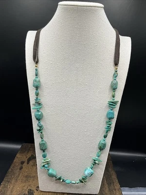 Barse Beaded Turquoise & Leather Necklace- Bronze- NWT - Image 1 of 4