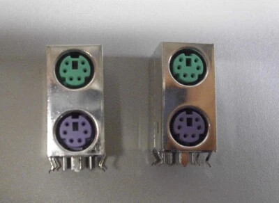 2 Pcs  Purple Green Replacement PS2 PS/2 Keyboard/Mouse Female Jacks  - Image 1 of 3