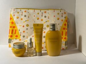 L'occitane 4 Pcs Divine Immortelle Discovery Kit Includes Cosmetic / Makeup Bag