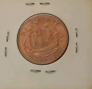 1959 Queen Elizabeth II Half Penny Red Brown UK Coin -Nice Eye Appeal Free Post - Picture 1 of 5