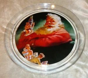 Vintage 1993 Coca-Cola Weihnachtsmann Werbung 13 Zoll Glas Deko Teller Tablett - Bild 1 von 4