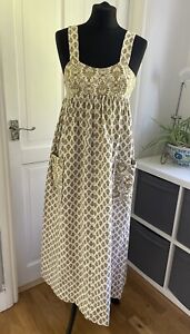 Vintage 1970’s Block Printed Maxi Cotton Summer Dress S/M Empire Line By Just In