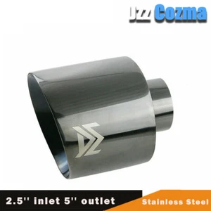 1x JZZ Universal 2.5'' ID 5'' OD Exhaust End Tips Muffler Black Tip For 2.5inch - Picture 1 of 7