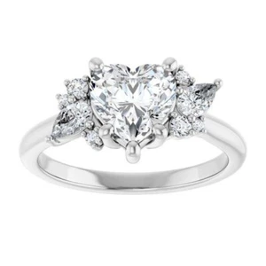 1 ct Heart Cut D-VVS1 Moissanite Wedding Engagement Ring S925 Sterling Silver - Picture 1 of 12