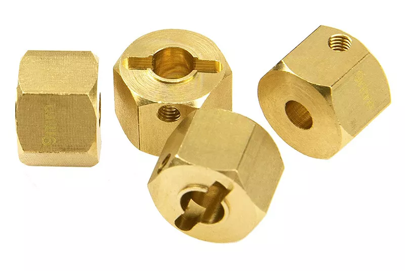 12mm Hex Wheel (4) Hub Brass 9mm Thick for Axial SCX-10, Wraith & CC01 Crawler - Image 1 of 1