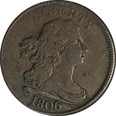 1806 Half Cent Large 6 w/ Stems Nice XF C-4 R.1 Nice Eye Appeal Cover