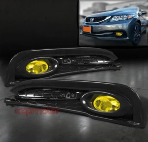 13-15 HONDA CIVIC SEDAN 4DR BUMPER DRIVING FOG LIGHTS LAMP YELLOW W/BULB+SWITCH - Picture 1 of 4