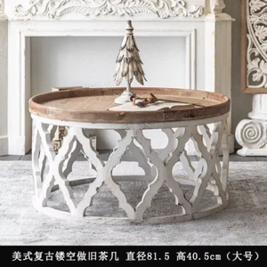Modern round Coffee Table Solid Wood Retro Low Table Home Furniture Modern Minim - Picture 1 of 11