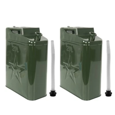 2PCS Jerry Can 5 Gallon 20L Can Metal Tank Emergency Backup Off-road - Image 1 of 4