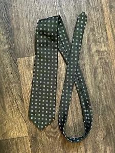 Cravatta Brooks Brothers Makers uomo USA geometrica lusso seta verde militare - Foto 1 di 10