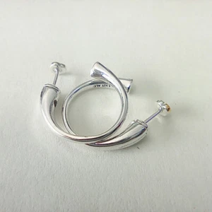 Gold & Sterling Silver Two Hearts Hoops Earrings Pandora - Picture 1 of 4