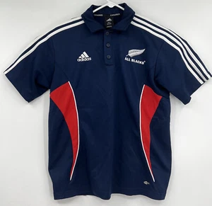 New Zealand All Blacks Training Jersey Polo Rugby Shirt Blue Adidas Mens Size S - Picture 1 of 6