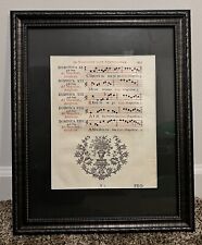 Antique Manuscript Page Chant - Beautiful! - Framed - 8x10 In 13x16 Frame