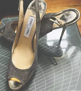 jimmy choo shimmery silverHills (new) 41 1/2 (11 1/2 US - Picture 1 of 6