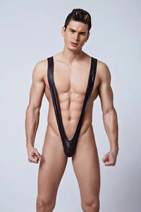 Hombres Negro Mankini Lencería Erótica Body Una Pieza Ropa Interior Traje de Baño - Imagen 1 de 4