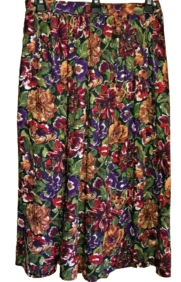 FALDA CHARTER CLUB DE COLECCIÓN AÑOS 80/90’S MACYs RAYON TALLA 12 BOTÓN LATERAL FLORAL OSCURO USADA EN EXCELENTE ESTADO Foto 1 de 4