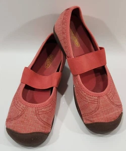 Scarpe Keen Donna Sienna Mary Janes tela rossa elastiche tacco basso cuciture 6,5 - Foto 1 di 11
