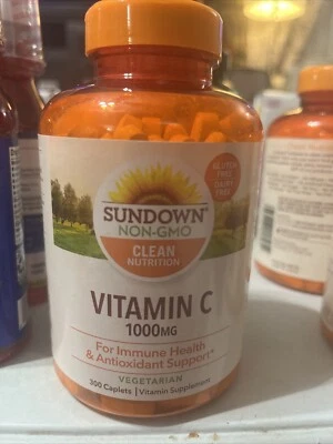 Sundown Vitamin C Supplement Caplets Vegetarian Formula 1000 mg 300ct Exp 8/25 - Image 1 of 3