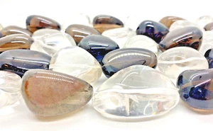 Natural Smokey and Crystal Quartz Smooth Large Nuggets Approx. 36x32x26mm 16in. - Picture 1 of 8